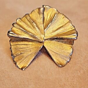 Vintage 80's Les Bernard Signed Gold Tone Mod Fan Clip Earrings